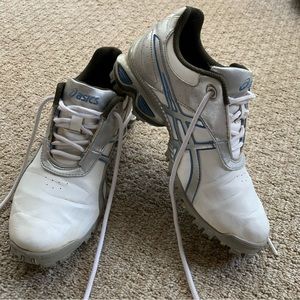 ASICS Golf Shoes 8 1/2 White Blue Silver